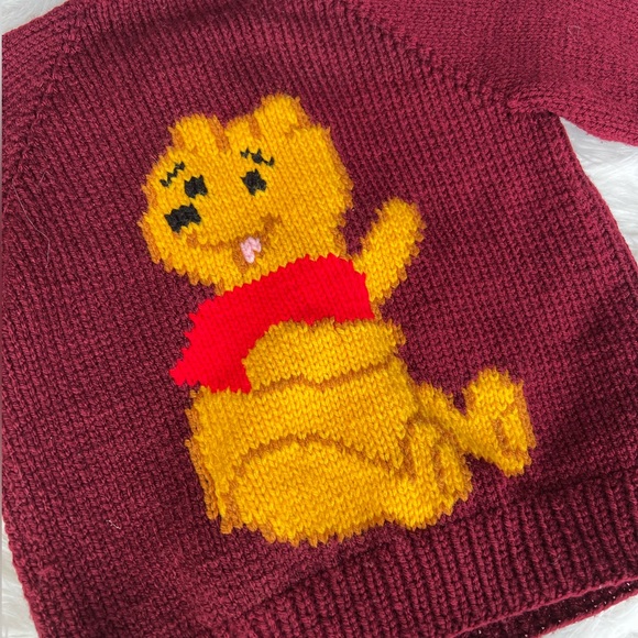Vintage Handmade Winnie the Pooh Cardigan Sweater 5-6 years old - Picture 5 of 10